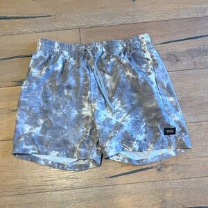 Vans Men’s White & Gray Tie-Dye Swim Trunks